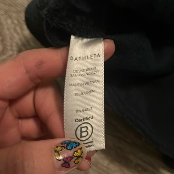 Athleta 100% linen Shorts size 6 navy blue  pull on athletic cotton blend - Picture 7 of 7